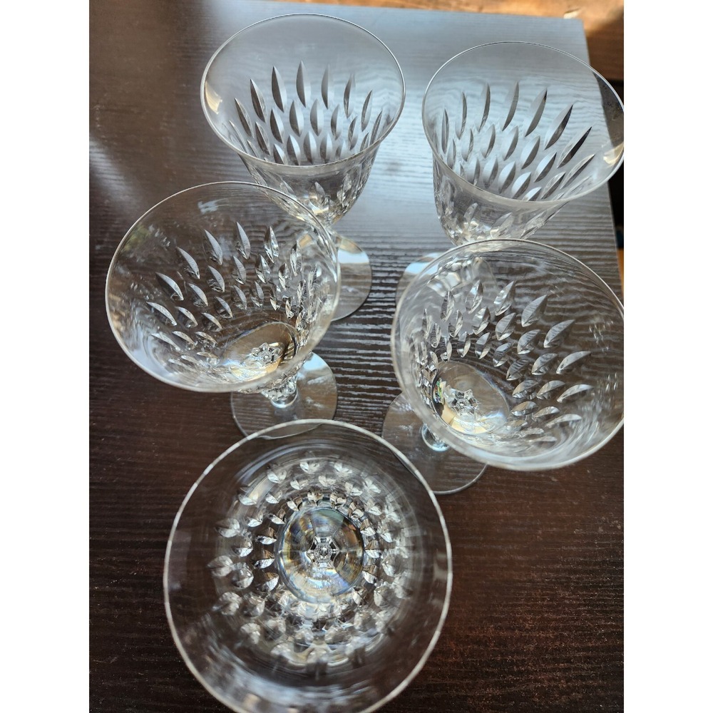 Vtg Tiffin Franciscan Crystal Water Goblets Wine Glasses Jamestown? Set Of 5 - Picture 10 of 10